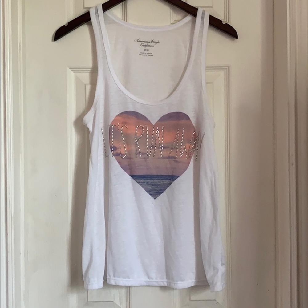 AEOUTFITTER- let’s run away white tank top